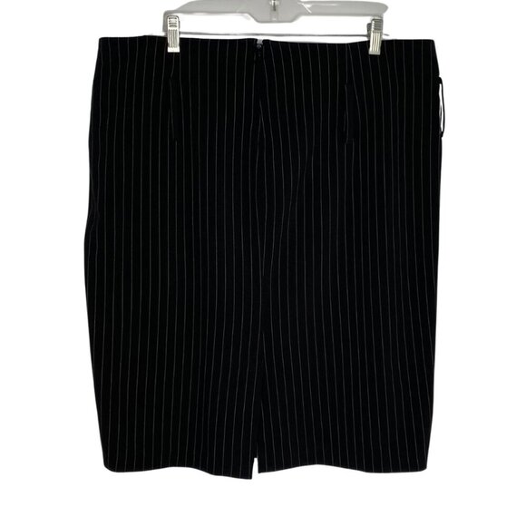 Torrid Black Pinstripe Pencil Midi Skirt with Back Slit & Zip Closure, 14 #303 - Picture 2 of 8